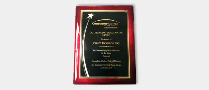 Outstanding Trial Lawyer Award plaque